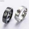 IP Black plated color 316L stainless steel HIS QUEEN and HER KING couple rings for lovers